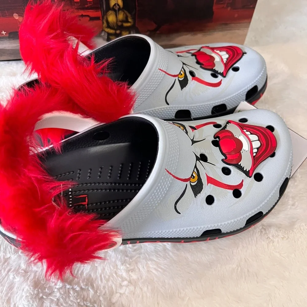 Crocs x IT Chapter 2 Pennywise Classic Clog Shoes Red Fur Size M8 / W10‎ NWB